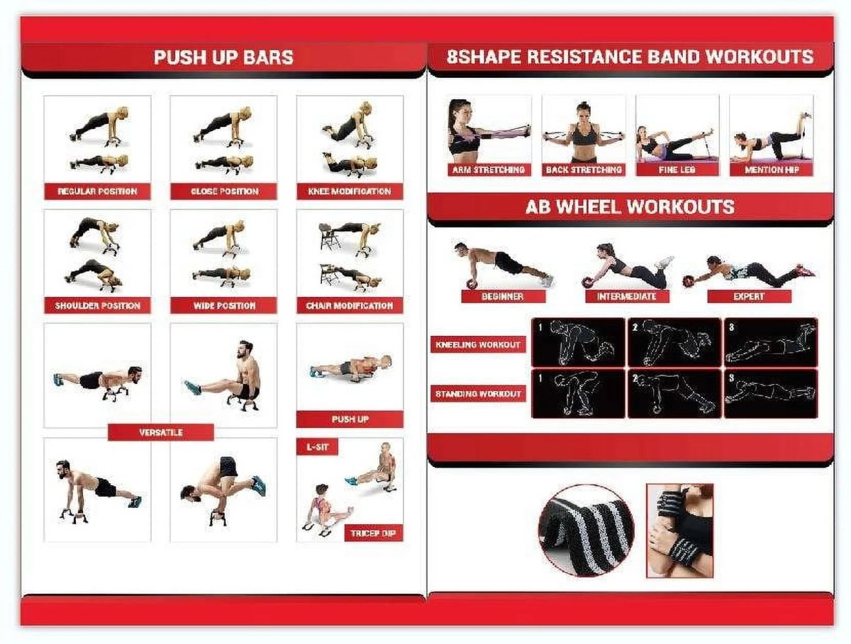 Ab Roller Wheel 17 in 1, Ab Wheel Workout Equipment Kit with Resistance Bands, Knee Mat, Jump Rope, Push - Up Bar, Ab Wheel Roller for Gym and Home Workout Unisex Abdominal Wheel for Core Strength Black - Prostamina - Prostamina - Ab Roller Wheel 17 in 1, Ab Wheel Workout Equipment Kit with Resistance Bands, Knee Mat, Jump Rope, Push - Up Bar, Ab Wheel Roller for Gym and Home Workout Unisex Abdominal Wheel for Core Strength Black