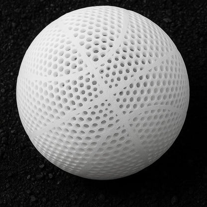 3D Printed Airless Basketball 29.5" Modern Look Quiet Play Black 3D Printed Durable Versatile Design NBA Regulation Size No Inflation Needed