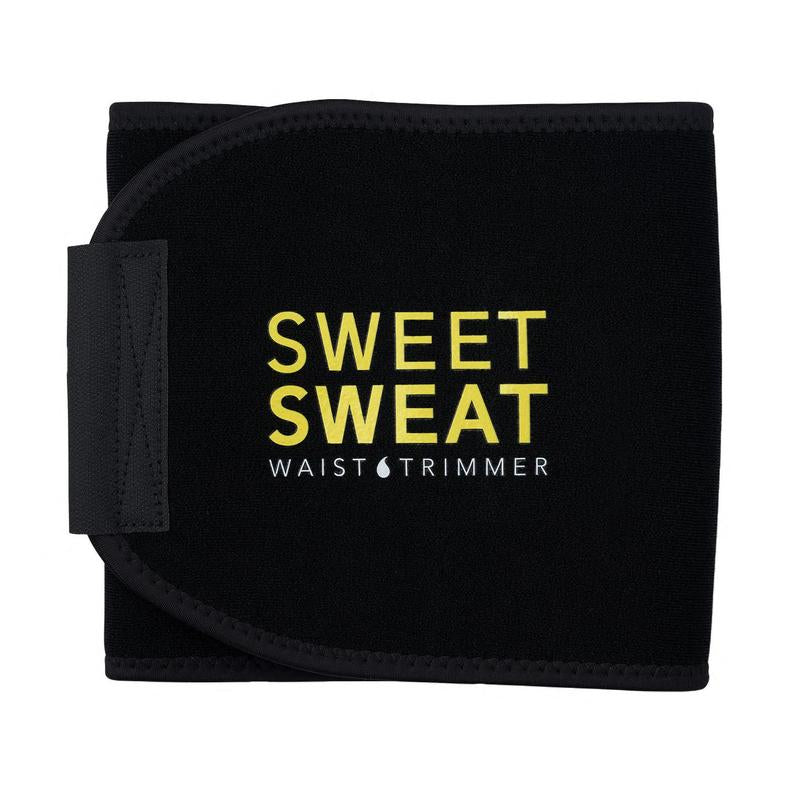 Sweet Sweat Ab Trainer for Women and Men - Sweat Band Waist Trainer Belt for High Intensity Training and Gym Workouts, 5 Adjustable Sizes - Black/Yellow