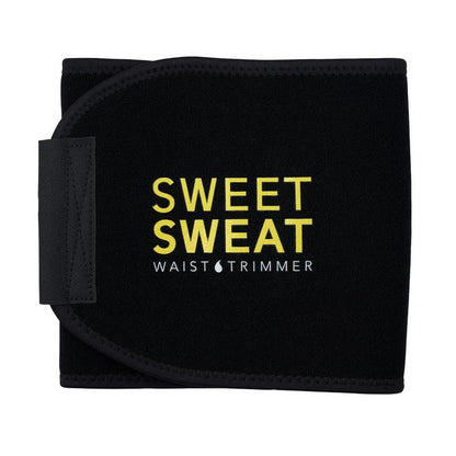 Sweet Sweat Ab Trainer for Women and Men - Sweat Band Waist Trainer Belt for High Intensity Training and Gym Workouts, 5 Adjustable Sizes - Black/Yellow