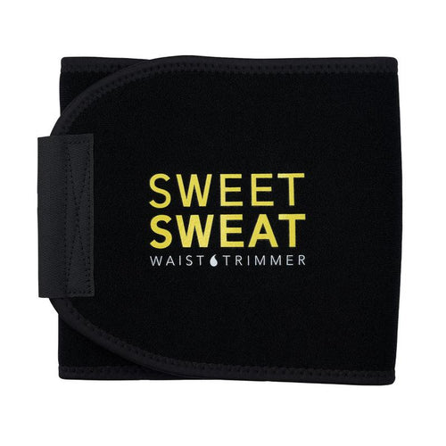 Sweet Sweat Ab Trainer for Women and Men - Sweat Band Waist Trainer Belt for High Intensity Training and Gym Workouts, 5 Adjustable Sizes - Black/Yellow