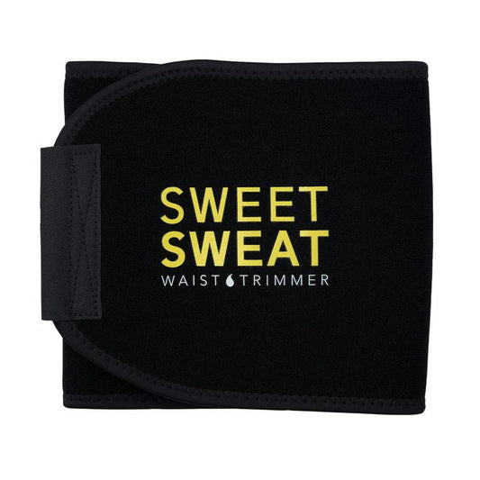 Sweet Sweat Ab Trainer for Women and Men - Sweat Band Waist Trainer Belt for High Intensity Training and Gym Workouts, 5 Adjustable Sizes - Black/Yellow