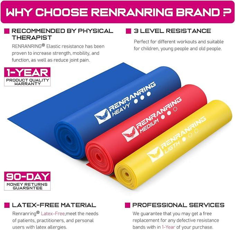 Resistance Bands for Workout: Exercise Bands for Physical Therapy, Stretching, Recovery, Pilates, Rehab, Strength Training, and Yoga